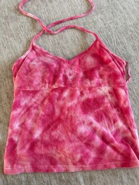 Express Pink Tie-Dye Halter top. Terry